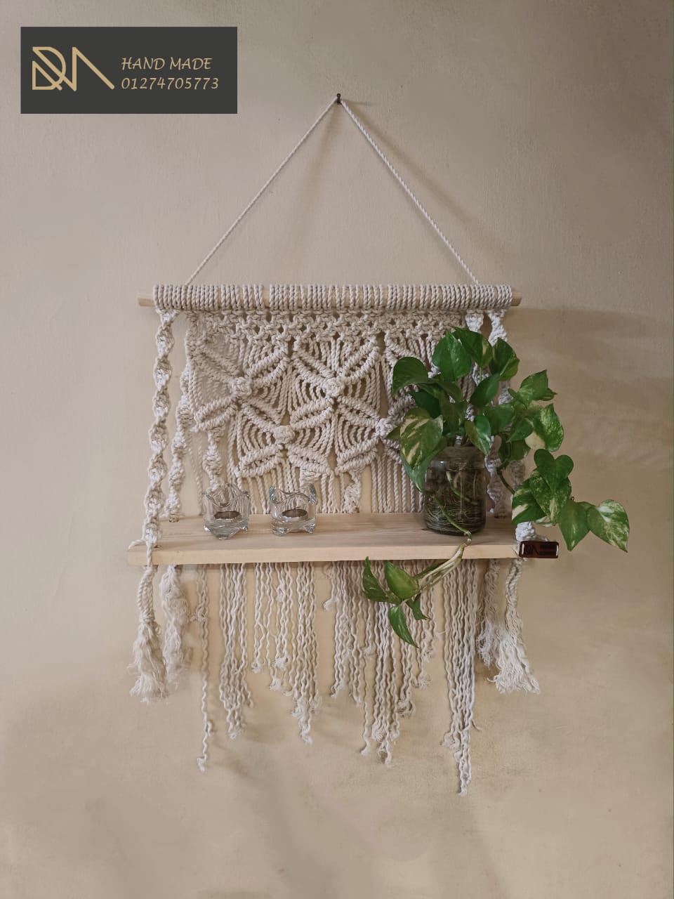Macrame Wall Hanging With a Shelf