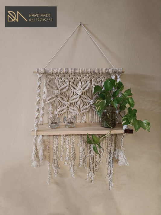 Macrame Wall Hanging With a Shelf