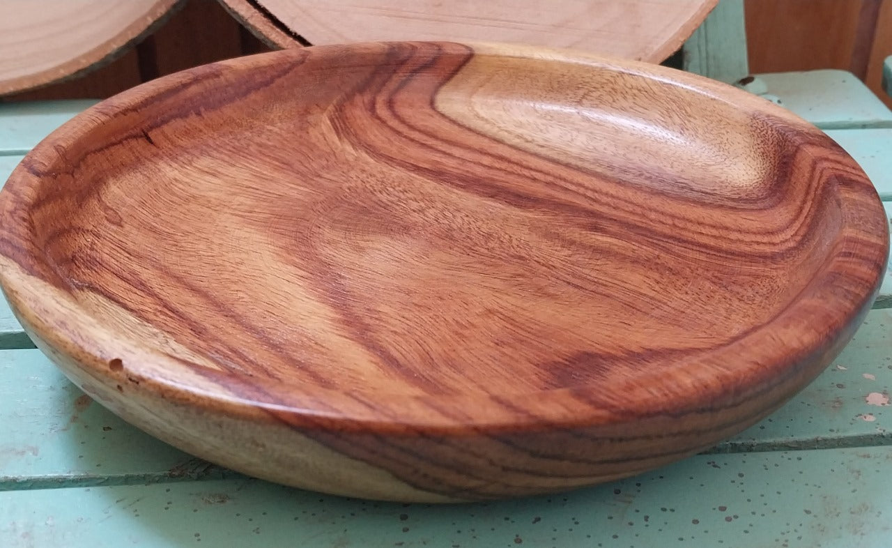 Wooden Flat 3 Plates Set