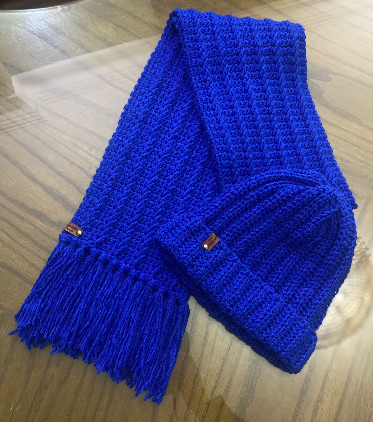 Blue Crochet Scarf and Icecap for Men, Winter Set, Cutomizable